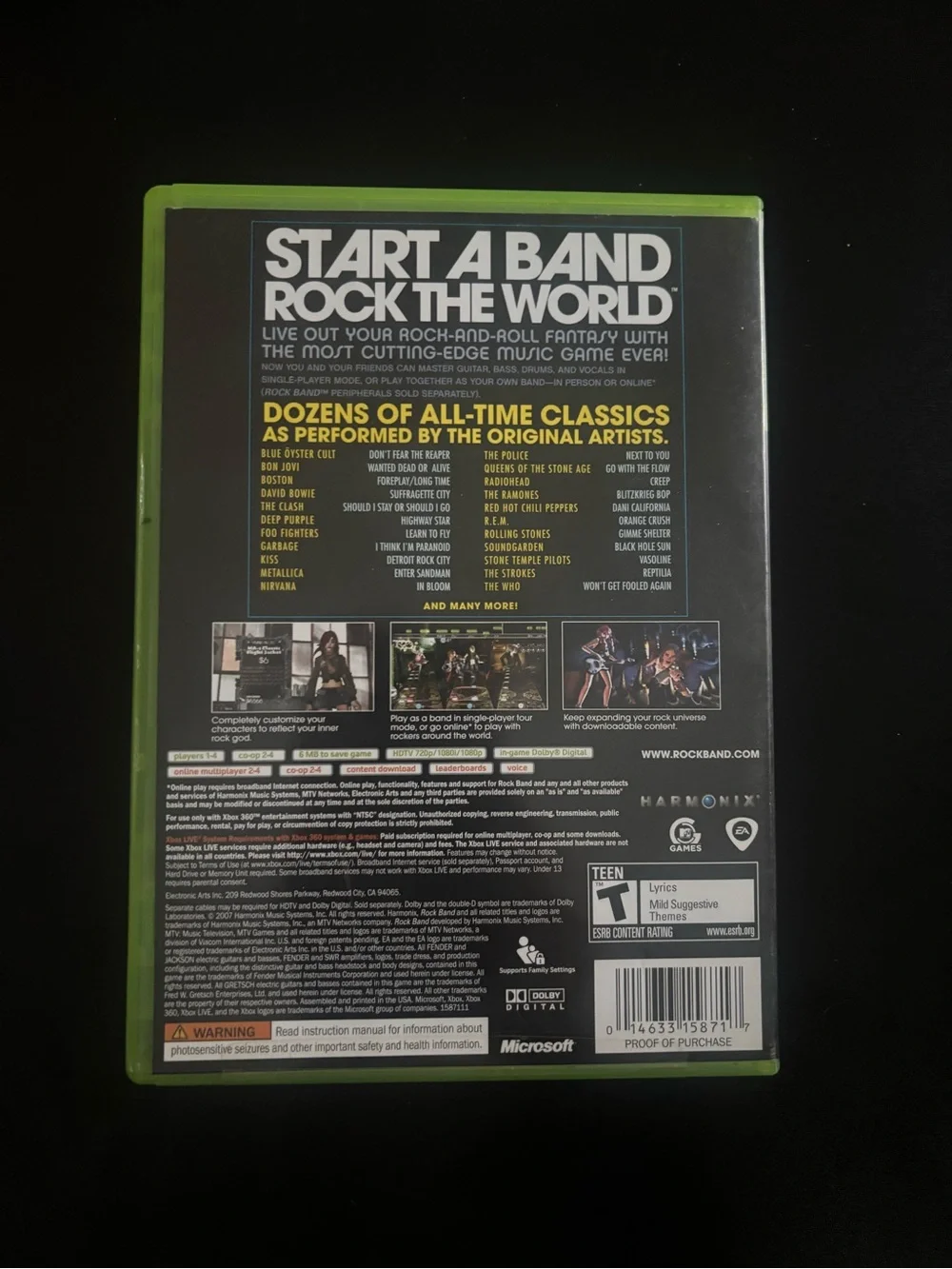 Rock Band Video Game Xbox 360